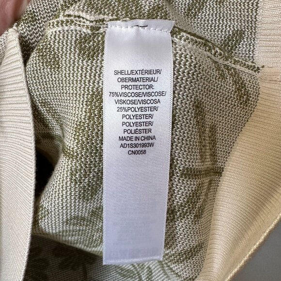 1X/2X Adrianna Papell Olive Jaquard Floral Fatterned Pullover Crewneck Sweater - Picture 4 of 6